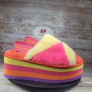 Yoki Platform Sandals Women's Size 11 Disco Stripe Cozy Slingback Casual Slip On